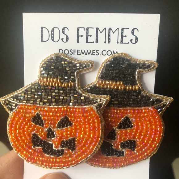 “Halloween Nights” Pumpkin Jack-o-Lantern Earrings - Picture 1 of 4